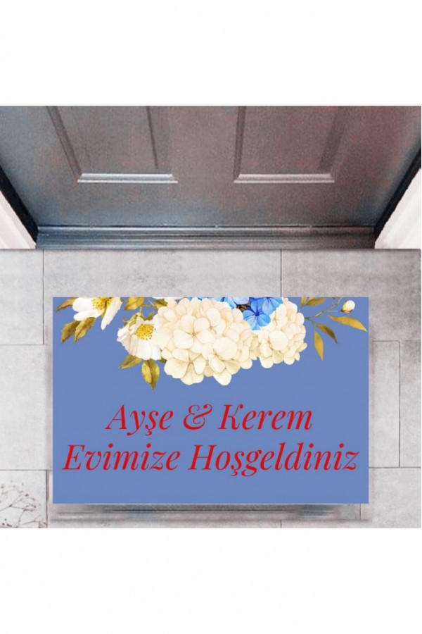 Kapı Önü Paspası Dekoratif Dijital Baskı Evimize Hoşgeldiniz P-2455