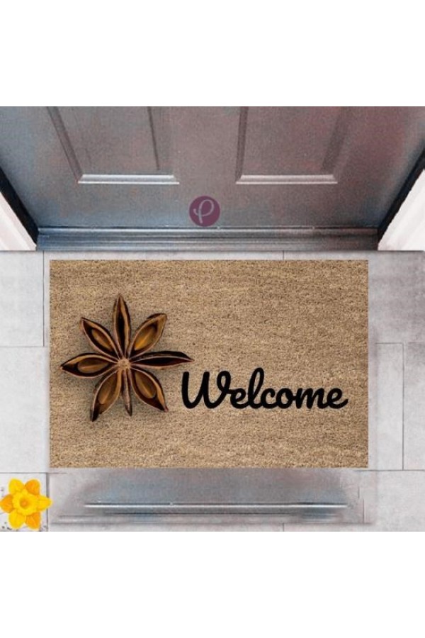 Kapı Önü Paspası Dekoratif Dijital Baskı Welcome P-2427