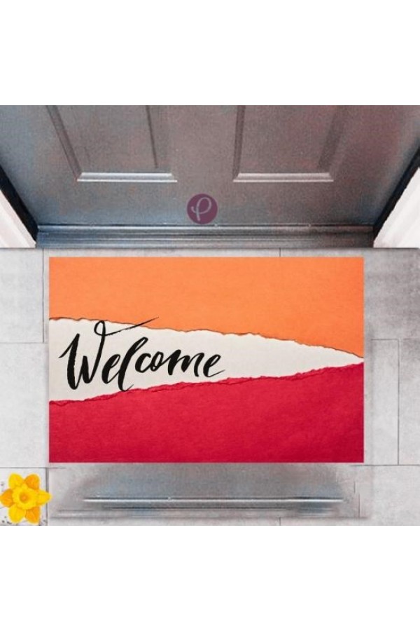 Kapı Önü Paspası Dekoratif Dijital Baskı Welcome P-2344