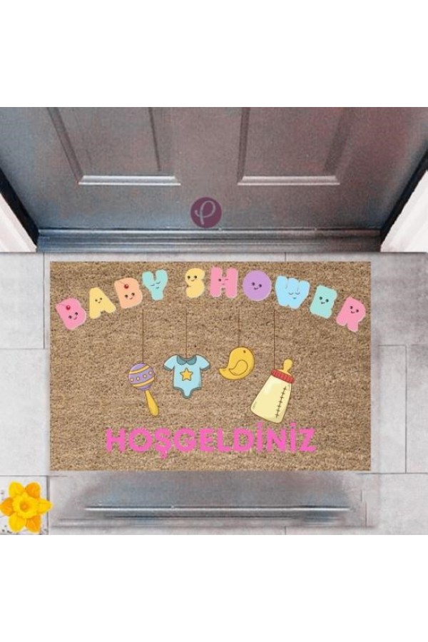 Kapı Önü Paspası Dekoratif Dijital Baskı Baby Shower P-2486