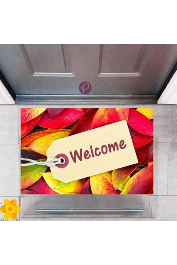 Kapı Önü Paspası Dekoratif Dijital Baskı Welcome P-2340