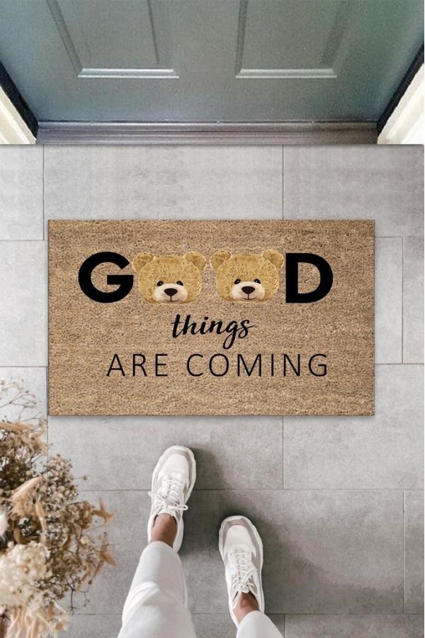Bej Kapı Önü Paspası Good Things Ayıcık Desen  K-3333