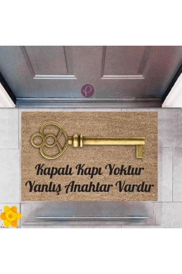 Kapı Önü Paspası Dekoratif Dijital Baskı Anahtar P-2391