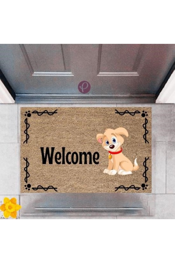 Kapı Önü Paspası Dekoratif Dijital Baskı Welcome P-2418