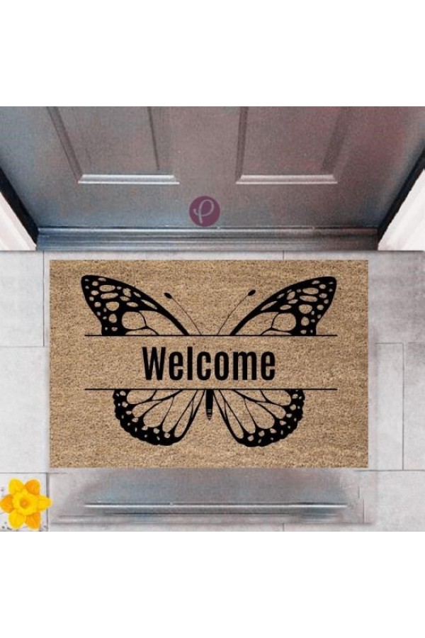 Kapı Önü Paspası Dekoratif Dijital Baskı Welcome P-2372