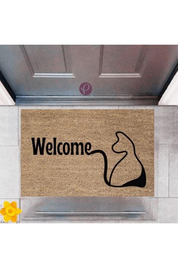 Kapı Önü Paspası Dekoratif Dijital Baskı Welcome P-2419