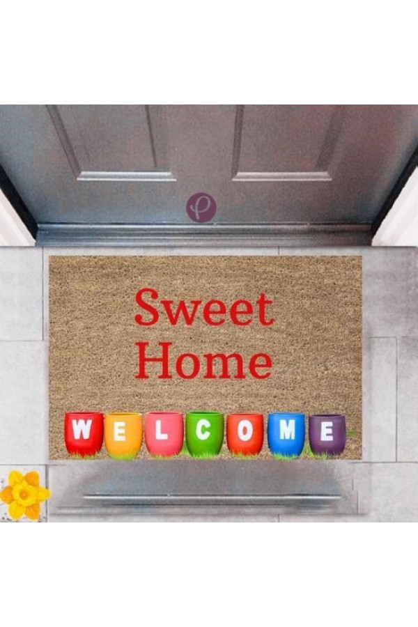 Kapı Önü Paspası Dekoratif Dijital Baskı Sweet Home P-2463