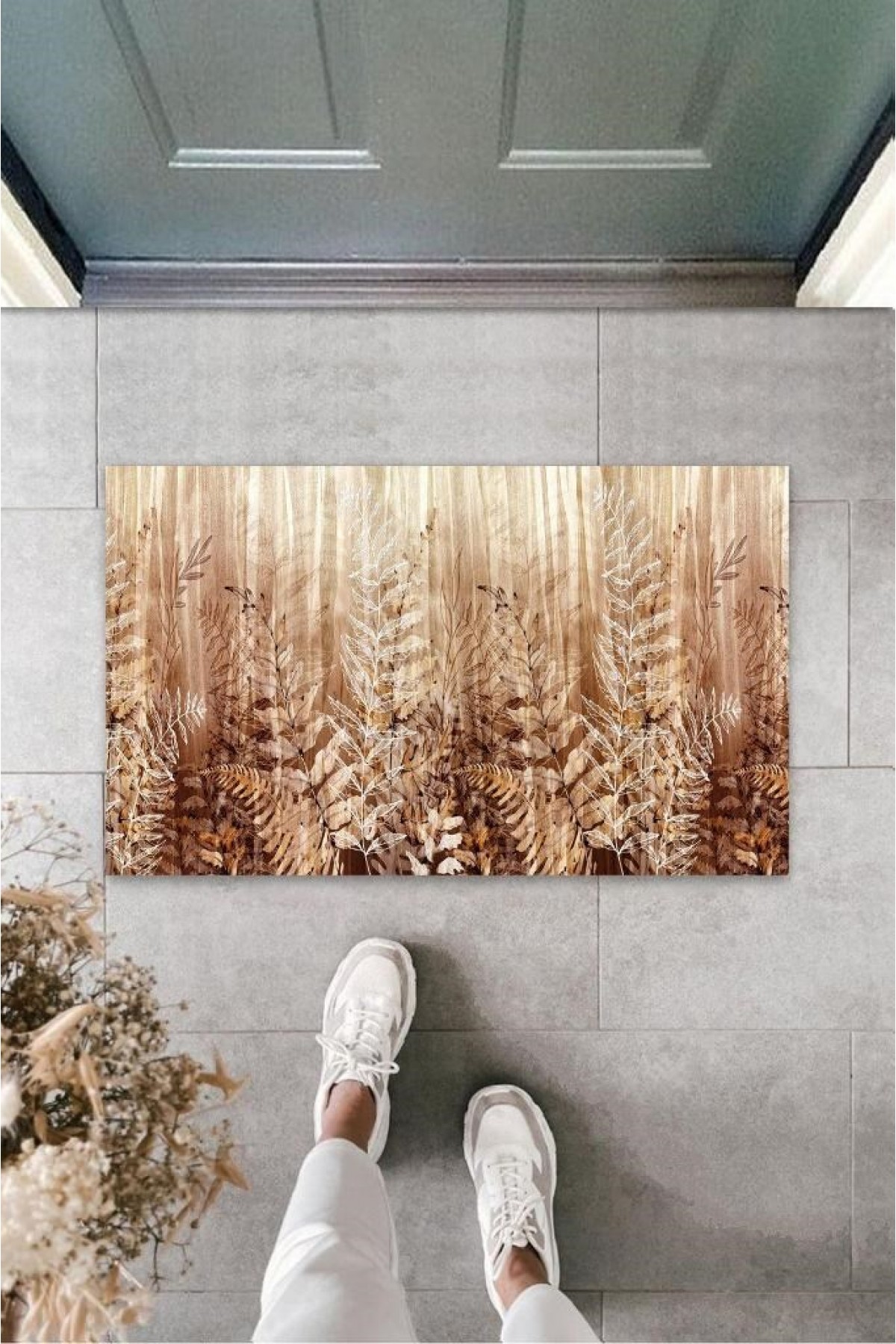 Dijital Baskı Kahverengi Kuru Yaprak Paspas K-3133