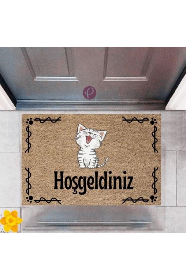 Kapı Önü Paspası Dekoratif Dijital Baskı Hoşgeldiniz P-2415