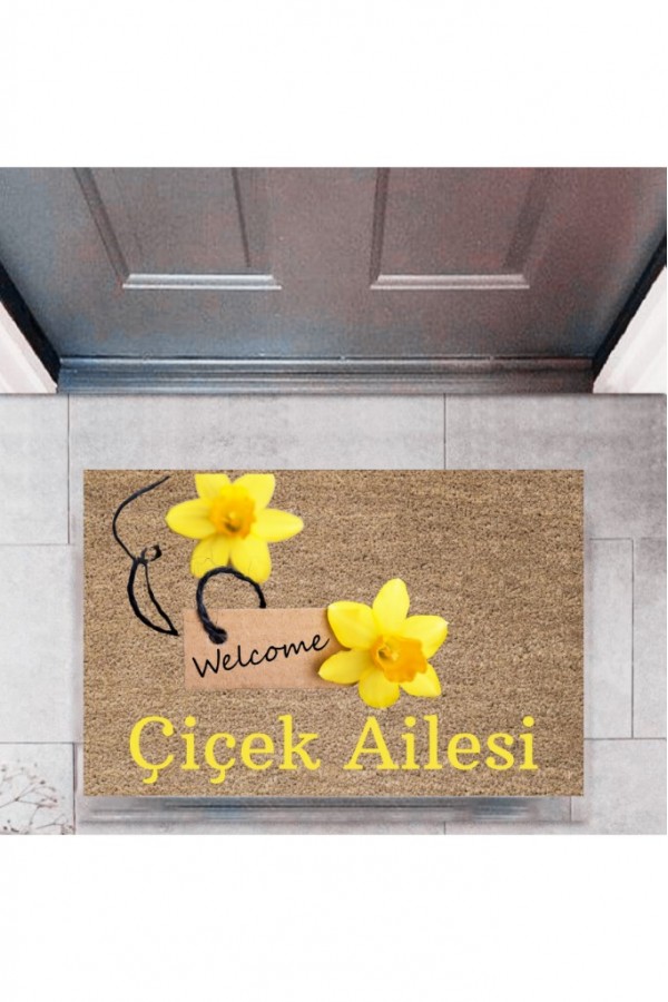 Kapı Önü Paspası Dekoratif Dijital Baskı Welcome P-2462