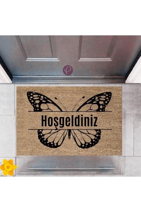 Kapı Önü Paspası Dekoratif Dijital Baskı Hoşgeldiniz P-2371