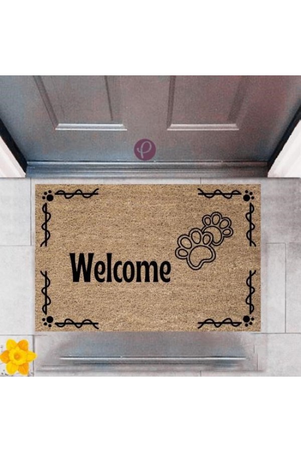 Kapı Önü Paspası Dekoratif Dijital Baskı Welcome P-2420