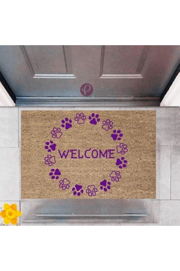 Kapı Önü Paspası Dekoratif Dijital Baskı Welcome P-2471