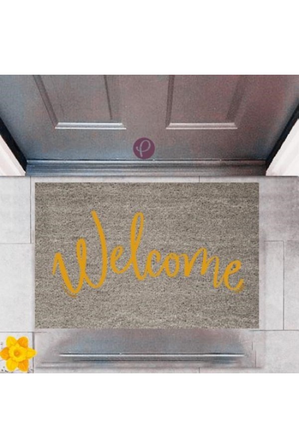 Kapı Önü Paspası Dekoratif Dijital Baskı Welcome P-2358