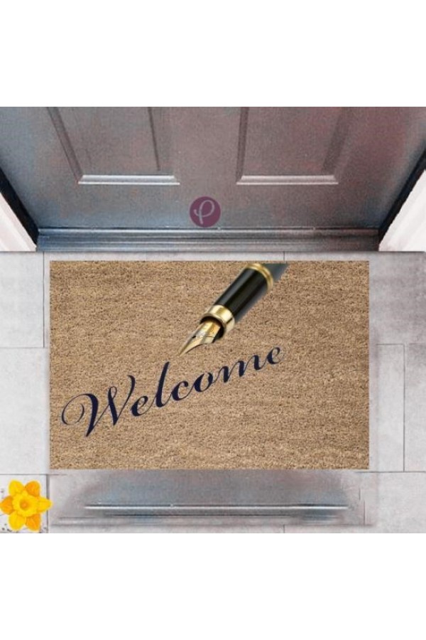 Kapı Önü Paspası Dekoratif Dijital Baskı Welcome P-2458