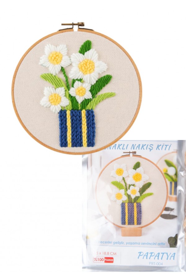 Nakış Kitleri Kasnaklı 13.5 X 18.8 cm Papatya Nakış Kitleri Kasnaklı 13.5 X 18.8 cm Papatya