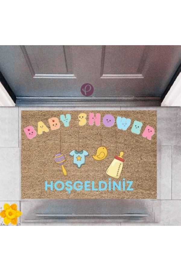 Kapı Önü Paspası Dekoratif Dijital Baskı Baby Shower P-2487