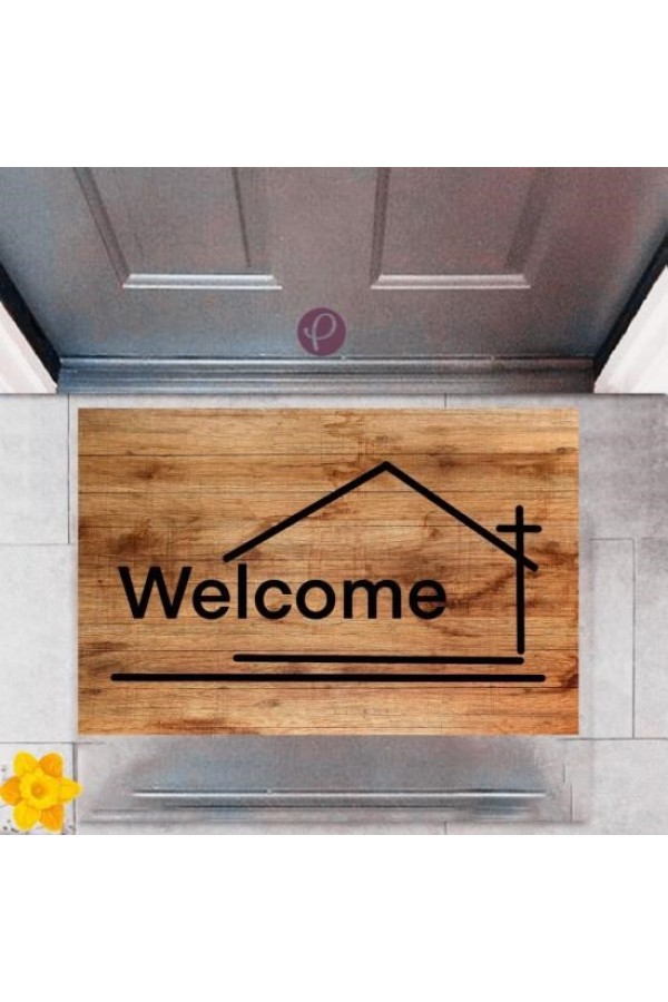 Kapı Önü Paspası Dekoratif Dijital Baskı Welcome P-2339