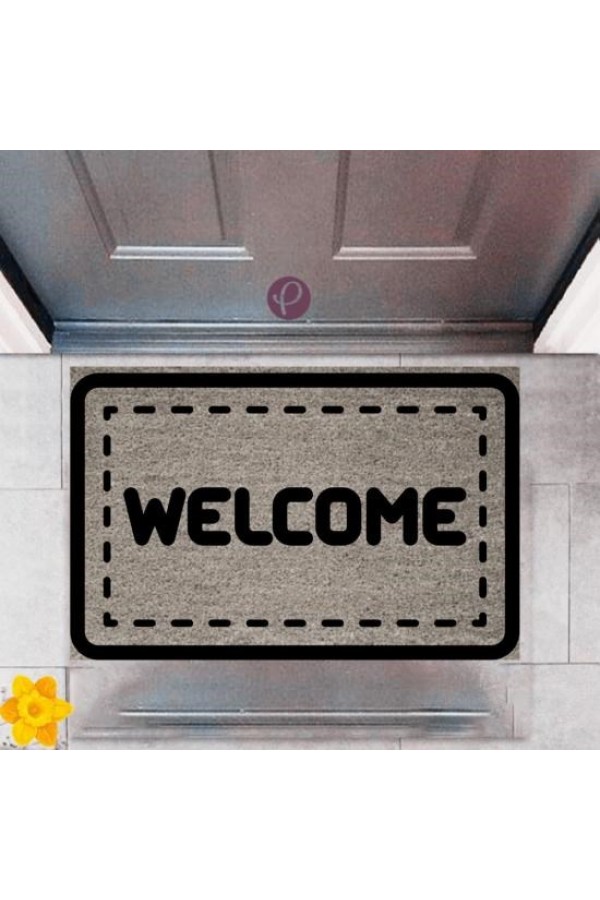Kapı Önü Paspası Dekoratif Dijital Baskı Welcome P-2351