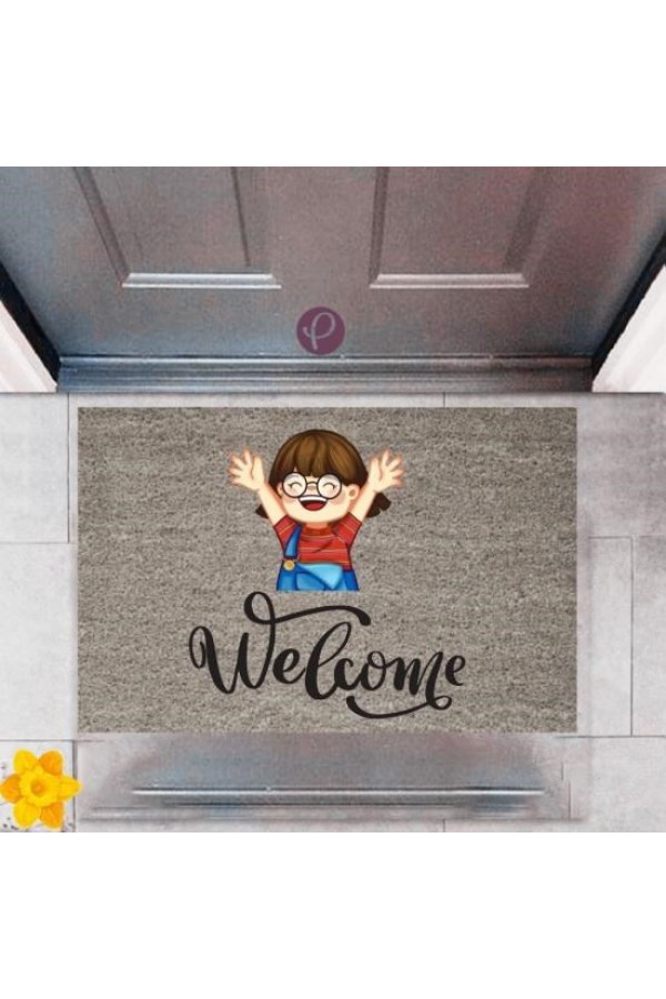 Kapı Önü Paspası Dekoratif Dijital Baskı Welcome P-2355