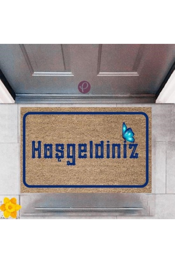 Kapı Önü Paspası Dekoratif Dijital Baskı Hoşgeldiniz P-2367