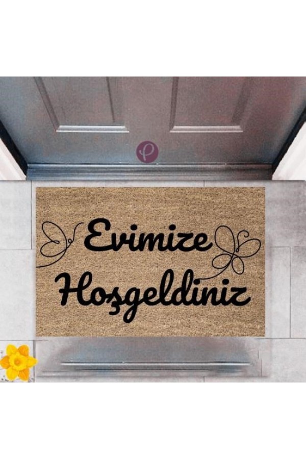 Kapı Önü Paspası Dekoratif Dijital Baskı Evimize Hoşgeldiniz P-2374