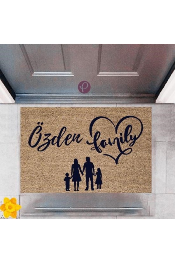 Kapı Önü Paspası Dekoratif Dijital Baskı Family P-2441