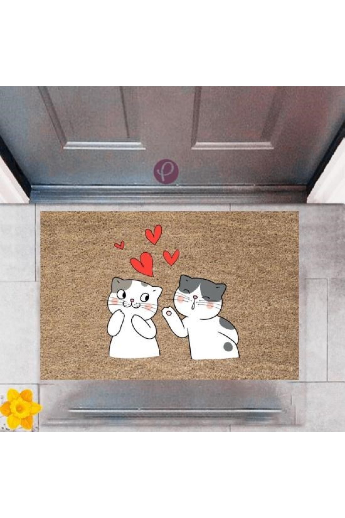 Kapı Önü Paspası Dekoratif Dijital Baskı Kediler P-2416