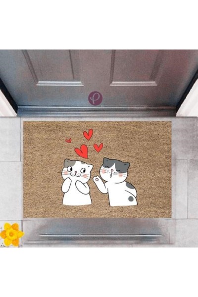 Kapı Önü Paspası Dekoratif Dijital Baskı Kediler P-2416