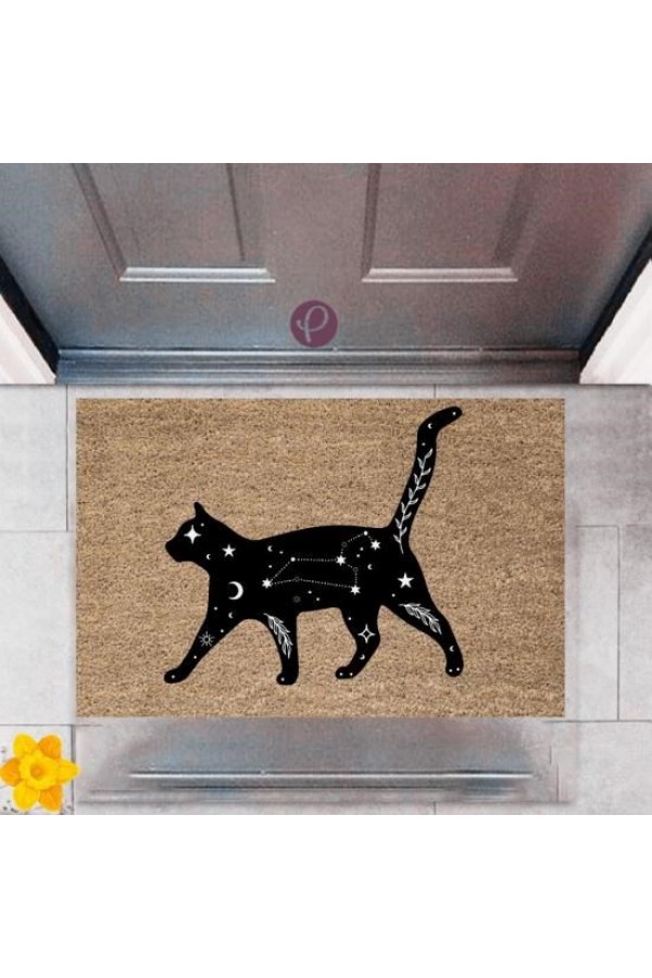Kapı Önü Paspası Dekoratif Dijital Baskı Kedi P-2496