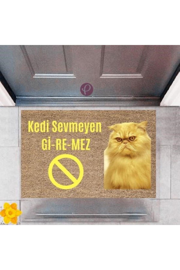 Kapı Önü Paspası Dekoratif Dijital Baskı Kedi Sevmeyen Giremez P-2375
