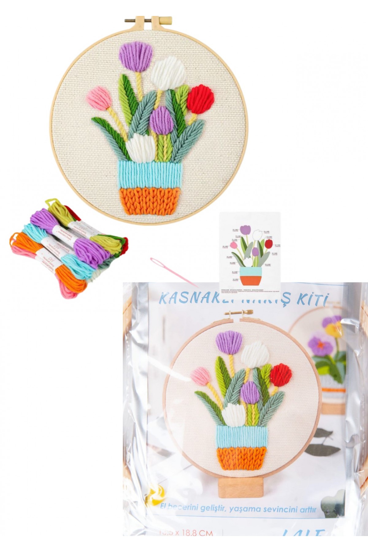 Nakış Kitleri Kasnaklı 13.5 X 18.8 cm Lale