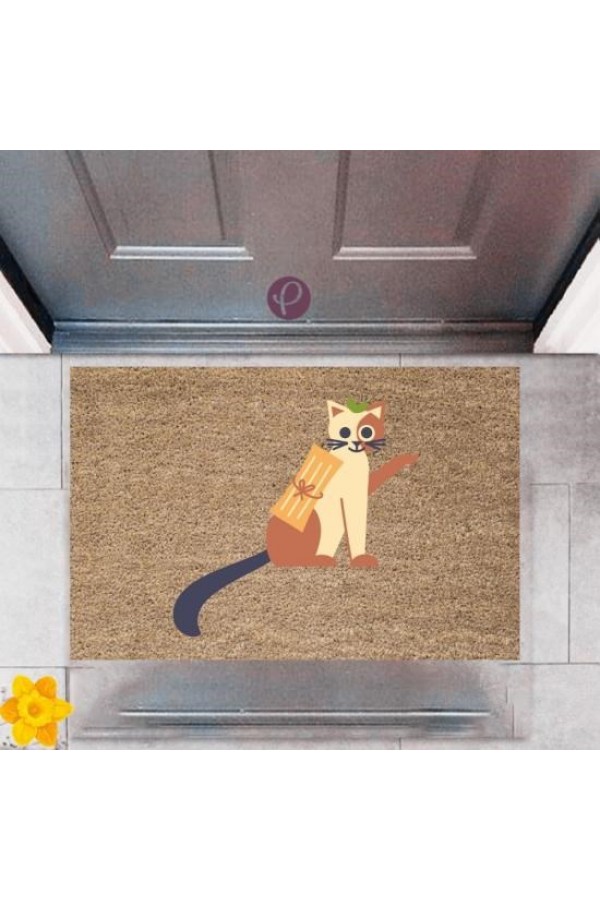 Kapı Önü Paspası Dekoratif Dijital Baskı Kedi P-2431