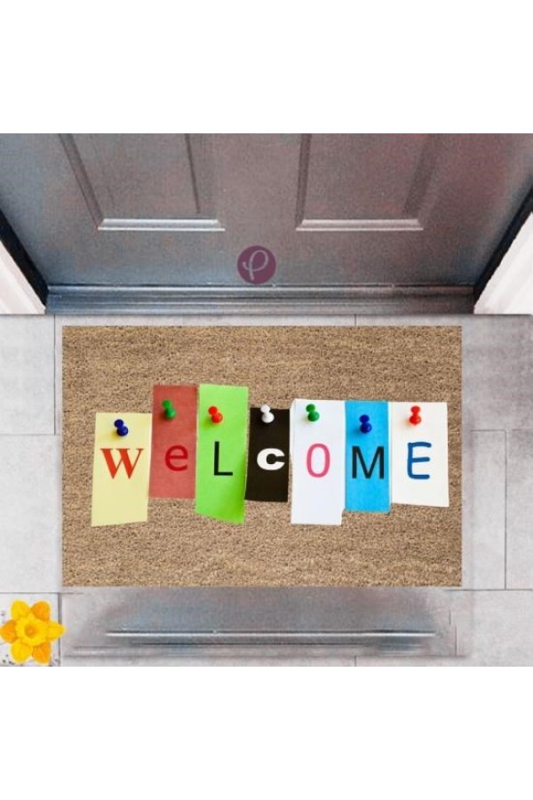 Kapı Önü Paspası Dekoratif Dijital Baskı Welcome P-2464