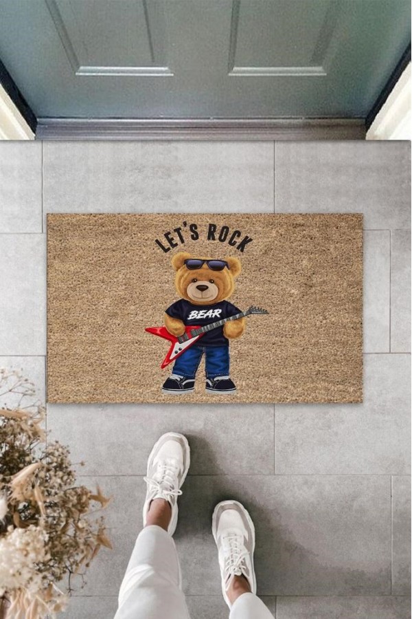 Bej Kapı Önü Paspası Let's Rock Ayıcık Desen  K-3322