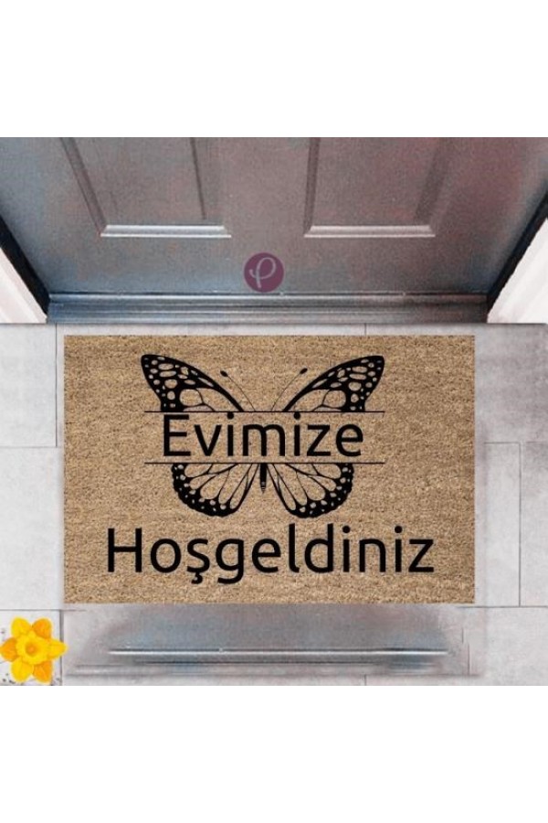 Kapı Önü Paspası Dekoratif Dijital Baskı Evimize Hoşgeldiniz P-2373