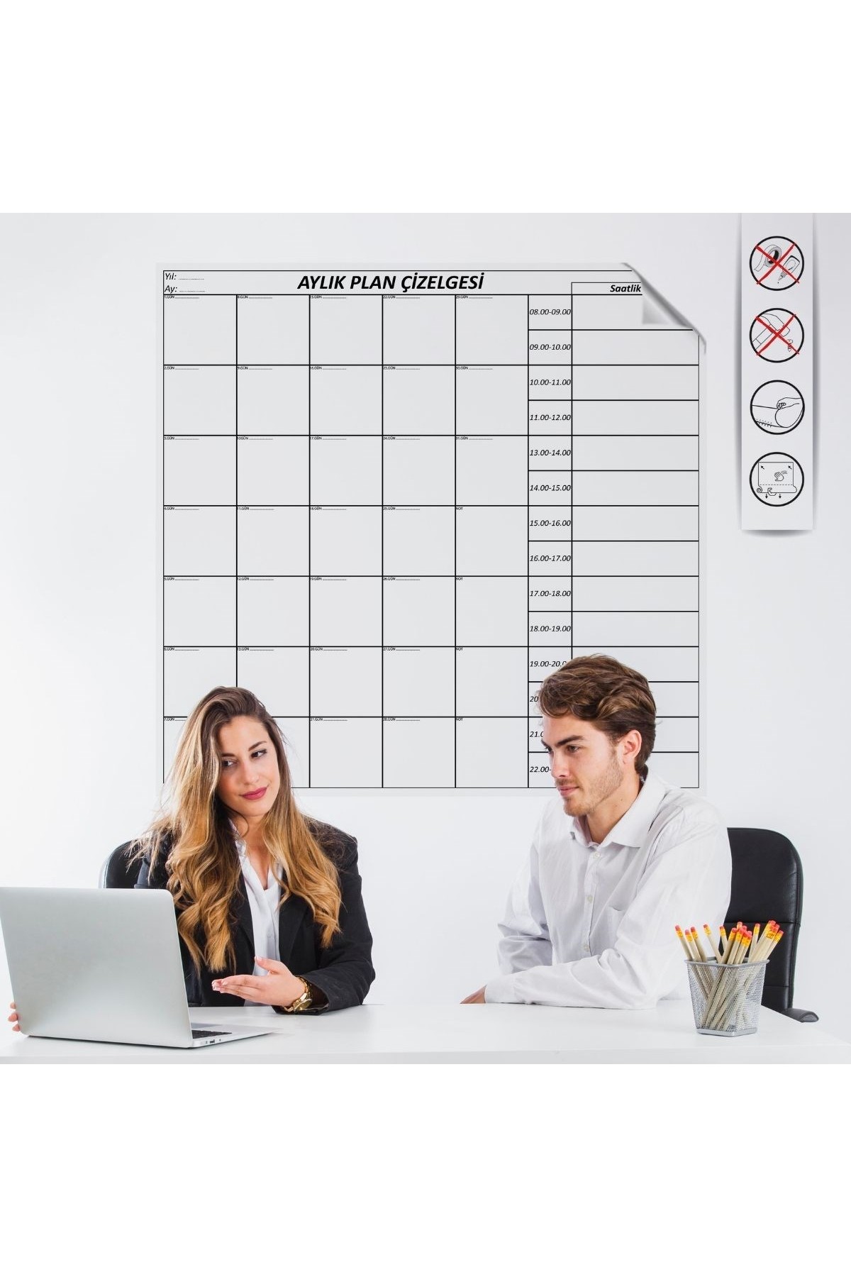 BUFFER® Aylık Planlayıcı Manyetik Duvar Stickerı Takvim Plan Çizelgesi