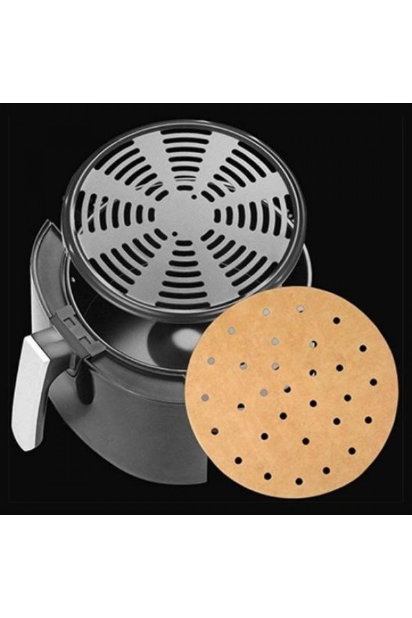 100 Adet  Air Fryer Pişirme Kağıdı Tek Kullanımlık Hava Fritözü Yuvarlak Delikli Model