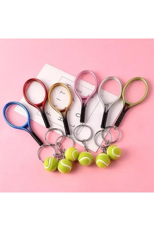BUFFER® Gerçekçi Tenis Raketi Tasarımlı Şık Anahtarlık Kolye Çanta Süsü Tennis Keychain