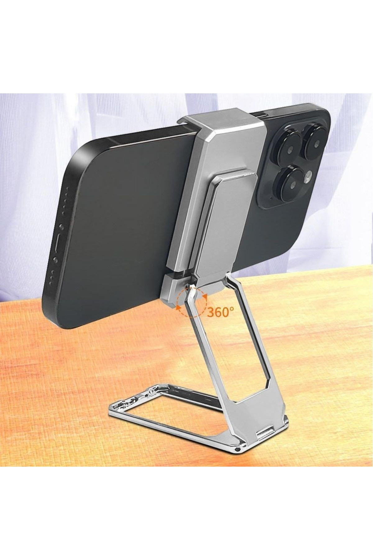 BUFFER®  360 derece Dönen Tüm Telefon Tipleri İle Uyumlu Metal Telefon Standı Braket