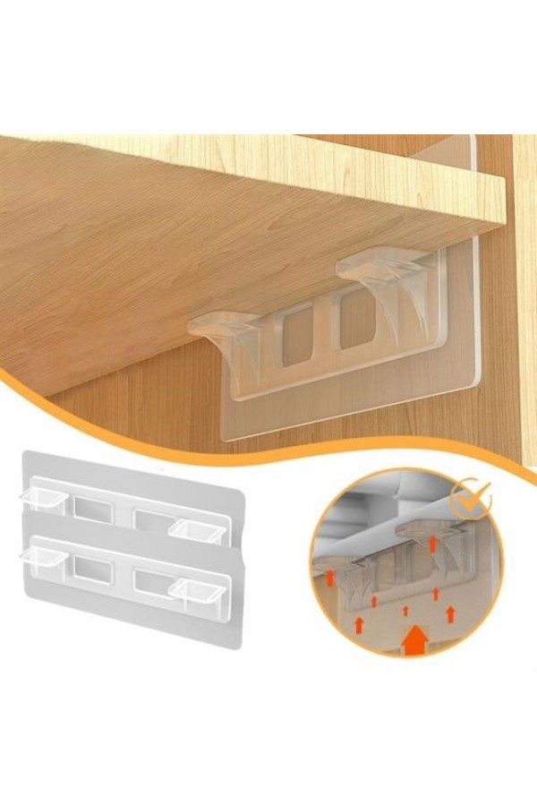 BUFFER® Dolap İçi Raflar İçin 4'lü Plastik Güçlü Yapışkanlı Raf Destek Aparatı