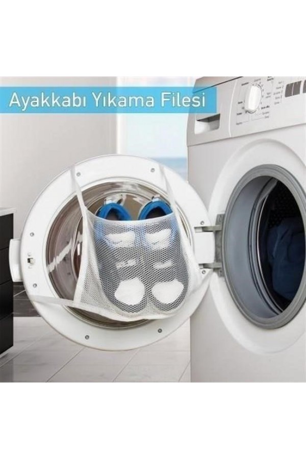Pratik Çamaşır Makinesi Kapağa Bağlamalı  Ayakkabı Yıkama Filesi