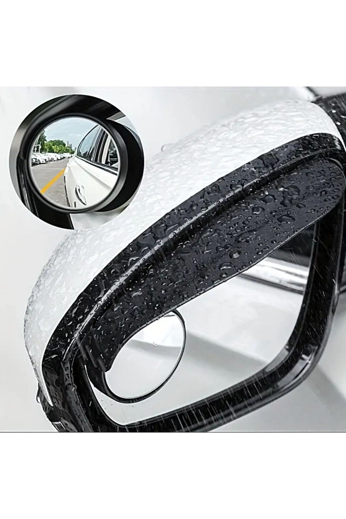 BUFFER® 2 Adet Kendinden Aynalı Karbon Fiber Görünümlü Araba Yan Ayna Yağmur Koruyucuları Yağmur & Kar Kalkanı Visörler