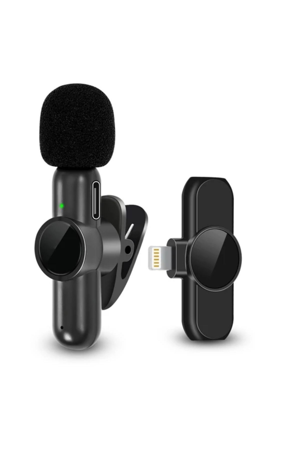 BUFFER® Type C Uyumlu İphone Dönüştürücülü Kablosuz Yaka Mikrofonu Android ve İphone Uyumlu Mini Mikrofon