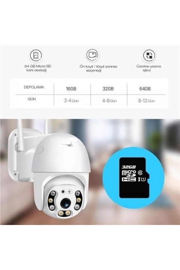 BUFFER® 20 MP HD Lens İç Dış Mekan Suya Danıklı IP Wifi Network Güvenlik Kamerası Wifi Kamera