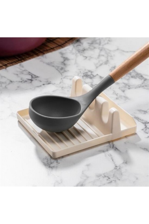 BUFFER® Tencere Kapak Tutuculu Kaşıklıklı Tencere Kapak Standı Pratik Kaşık Kepçe Altlık Düzenleyici