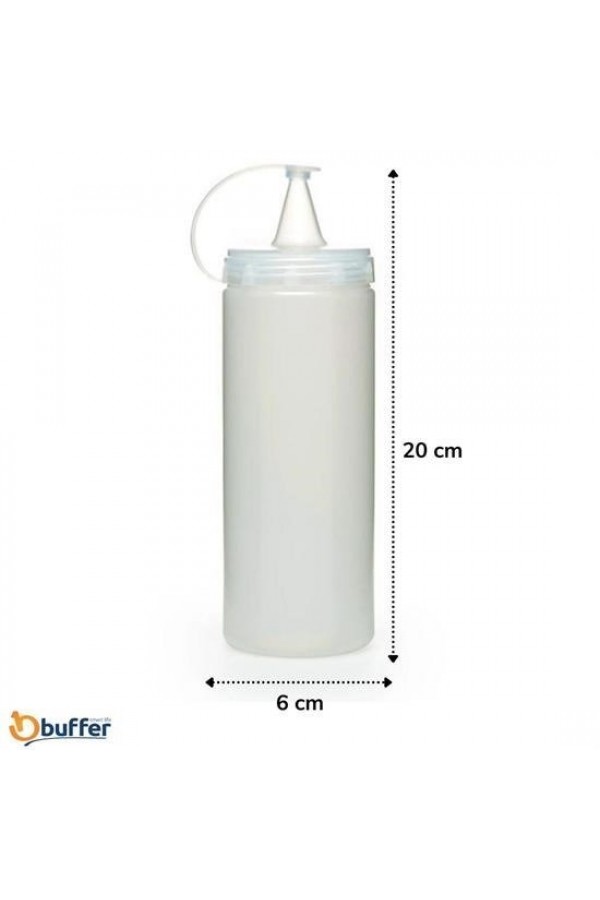 BUFFER® Şeffaf Kapaklı Sızdırmaz Yağlık Sosluk Şişesi Plastik Yağdanlık 400 ml AP-9028