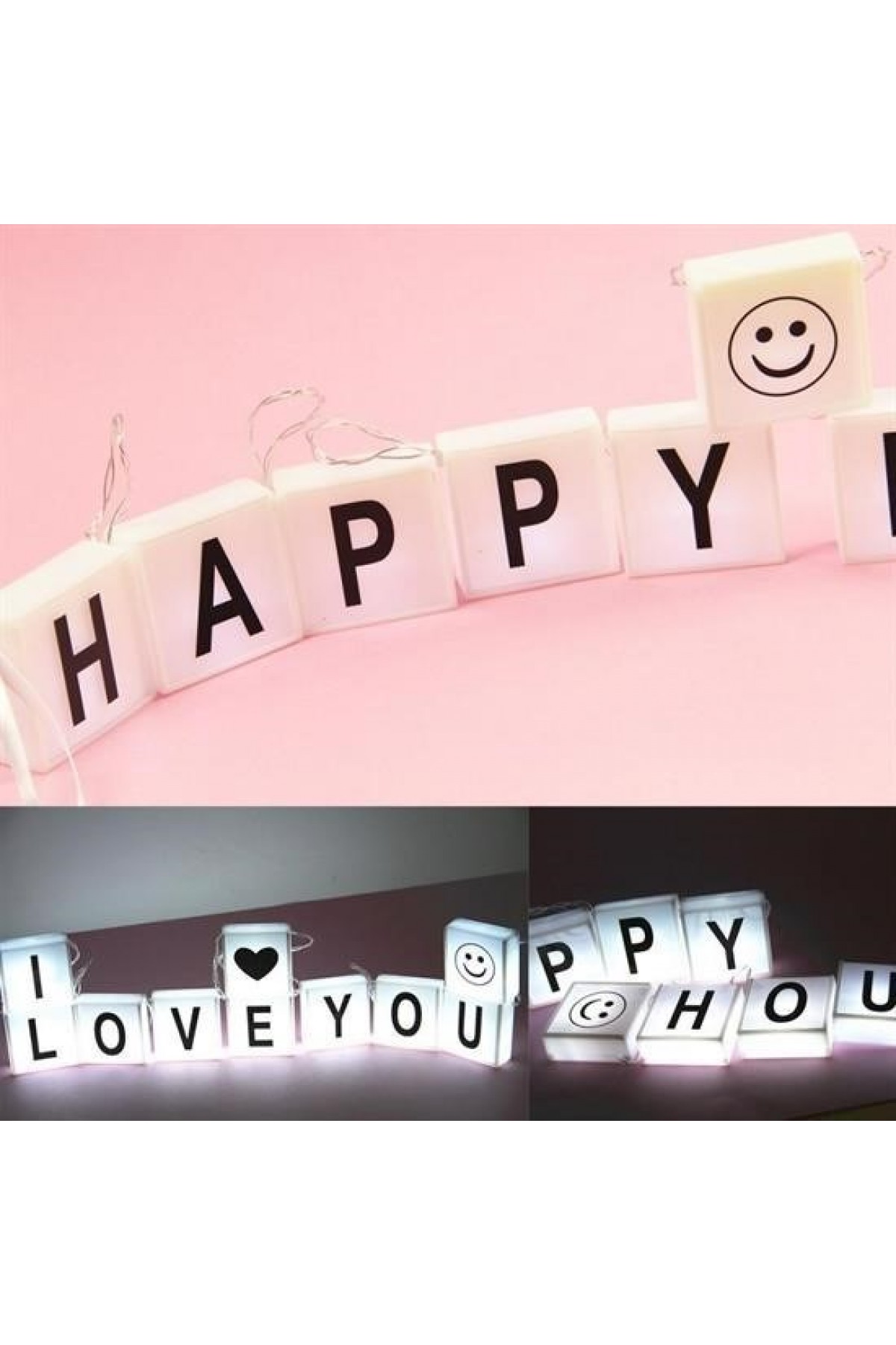 BUFFER® 10lu Lightbox Işıklı Harf Mesaj Panosu Dekoratif  Harf Işık Zinciri