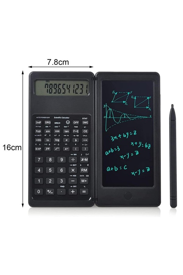 BUFFER® Silinebilir LCD Yazı Tabletli,Kalemli Katlanabilir Bilimsel Hesap Makinesi