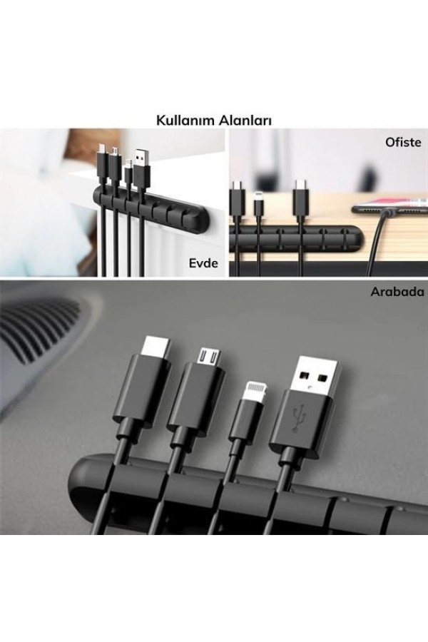 BUFFER® Çok Amaçlı Kablo Tutucu Akrilik Güçlü Yapışkanlı Organizer Düzenleyici 16 Parça Set Kolay Ku